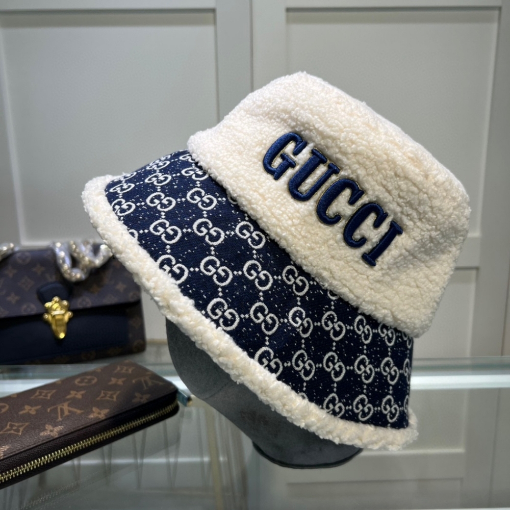 Gucci GG Jacquard Shearling Bucket Hat